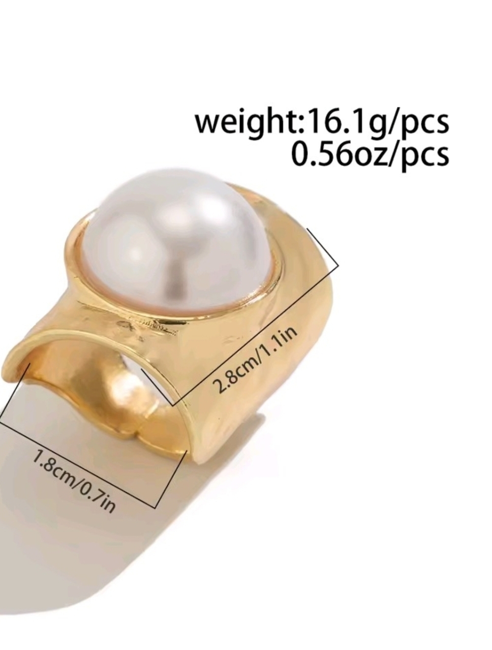 Gold Pearl Statement Ring - Women Jewelry - Picture 2 of 6